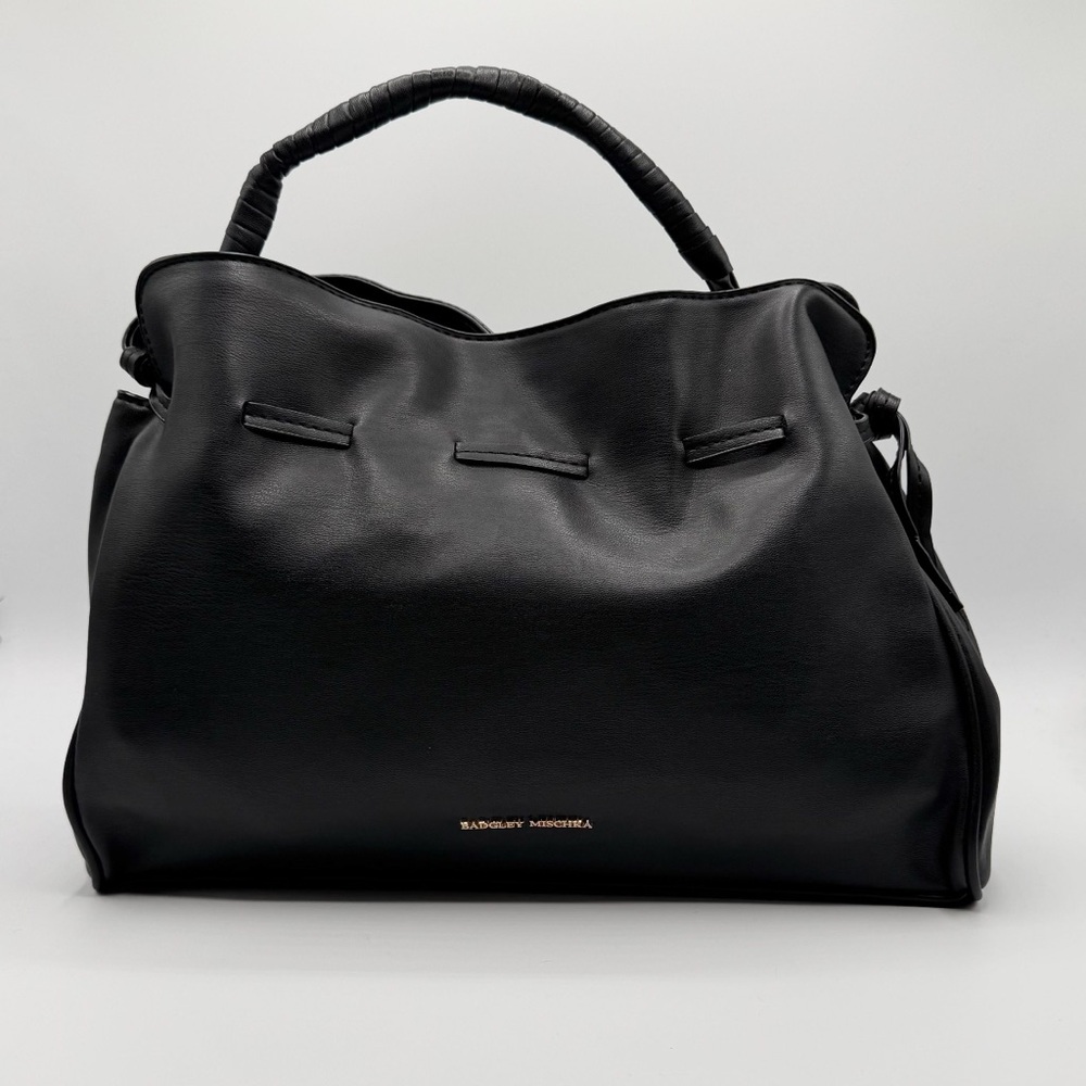 Badgley Mischka Black Vegan Leather Dumpling Purse NWT